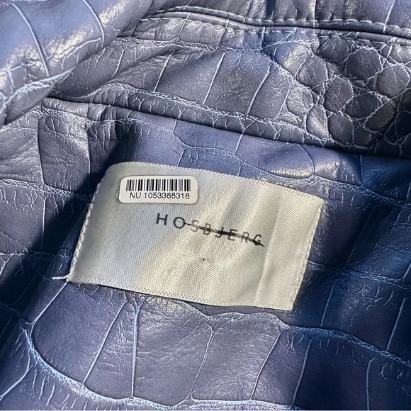 NWOT Hosbjerg Vegan Leather ‘Irah Croc Embossed Coat’ in “Dust Blue” Size Medium - Picture 6 of 16